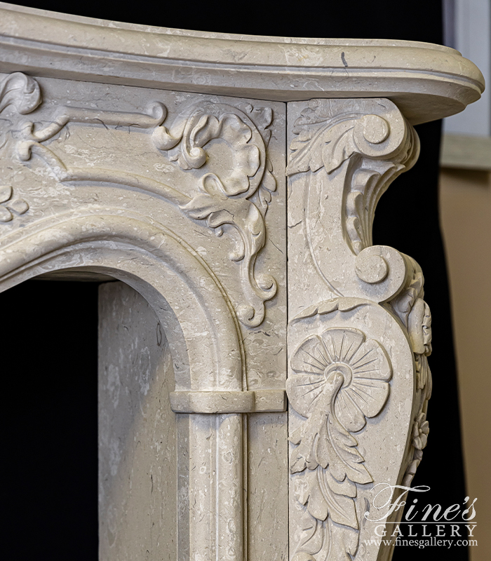 Marble Fireplaces  - Rococo Era Mantel In Italian Perlato Royal Marble - MFP-2264